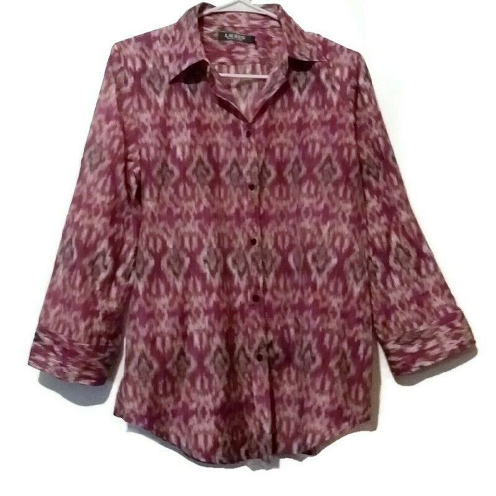 Lauren Ralph Lauren Womens Top‎ Medium SILK Blend